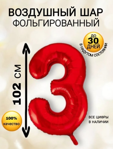 Воздушный шар однотонный 1 шт, красный