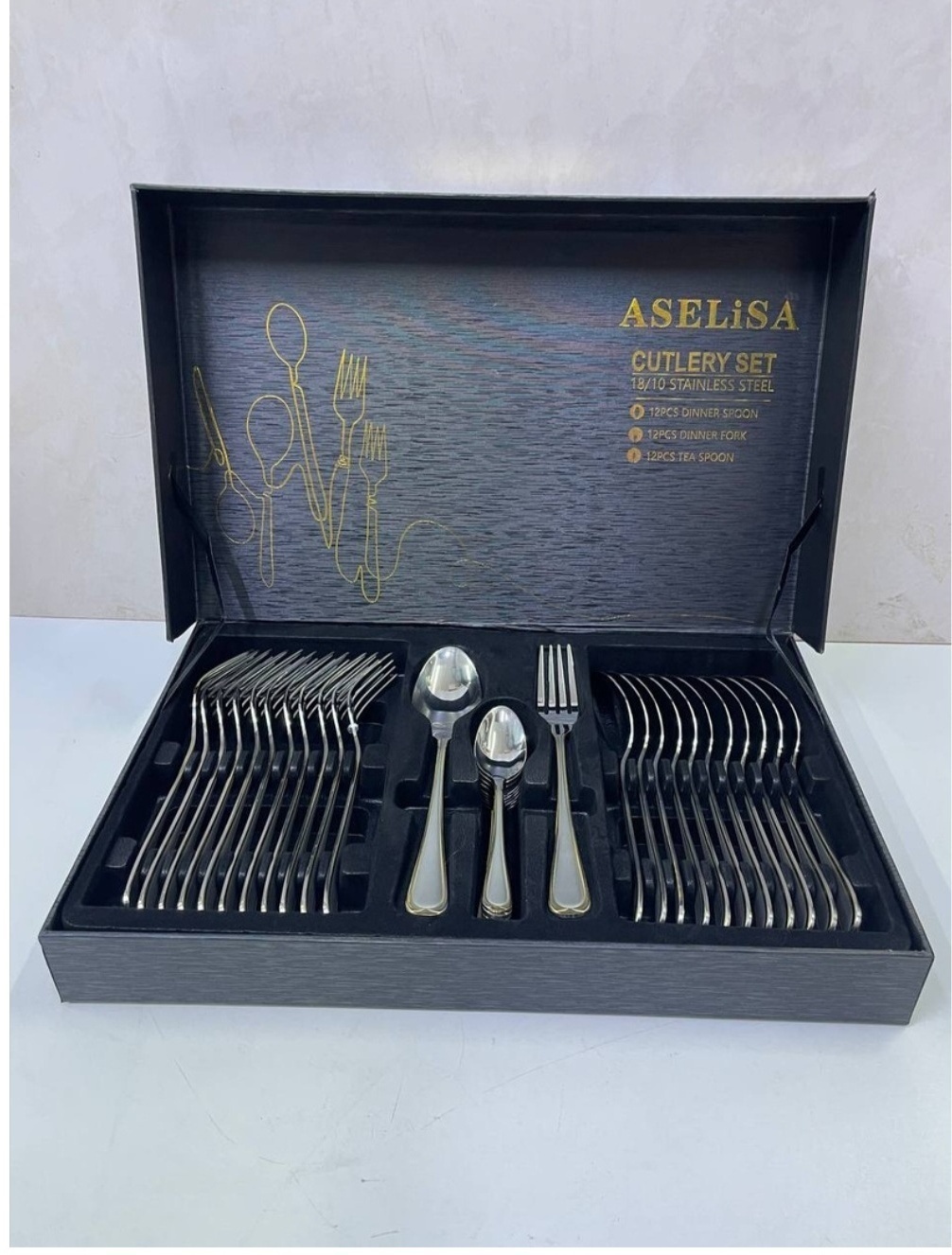 Набор столовых приборов ASELISA 36 шт, золотистый, серебристый 559959