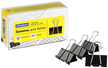 Зажим классический OfficeSpace 25 мм, 12 шт