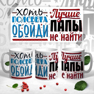 Кружка ИП Шадурин «Хоть полсвета обойди лучше папы не найти», 330 мл, керамика, 1 шт.