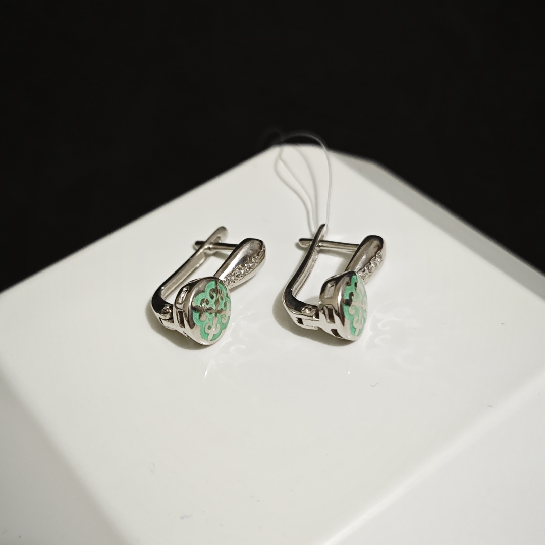 Серьги Balausa Jewelry KD021(9) вес 2.6 г серебро, эмаль, фианит