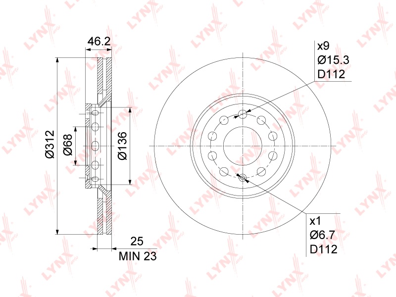 Диски LYNXauto передние BN1207