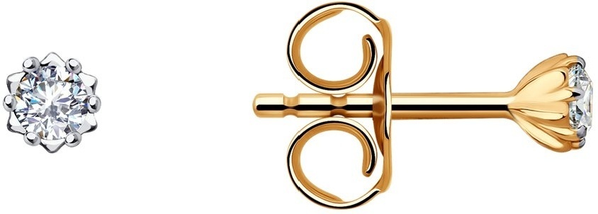 Серьги 585 ЗОЛОТОЙ 029476 вес 0.61 г золото, фианит
