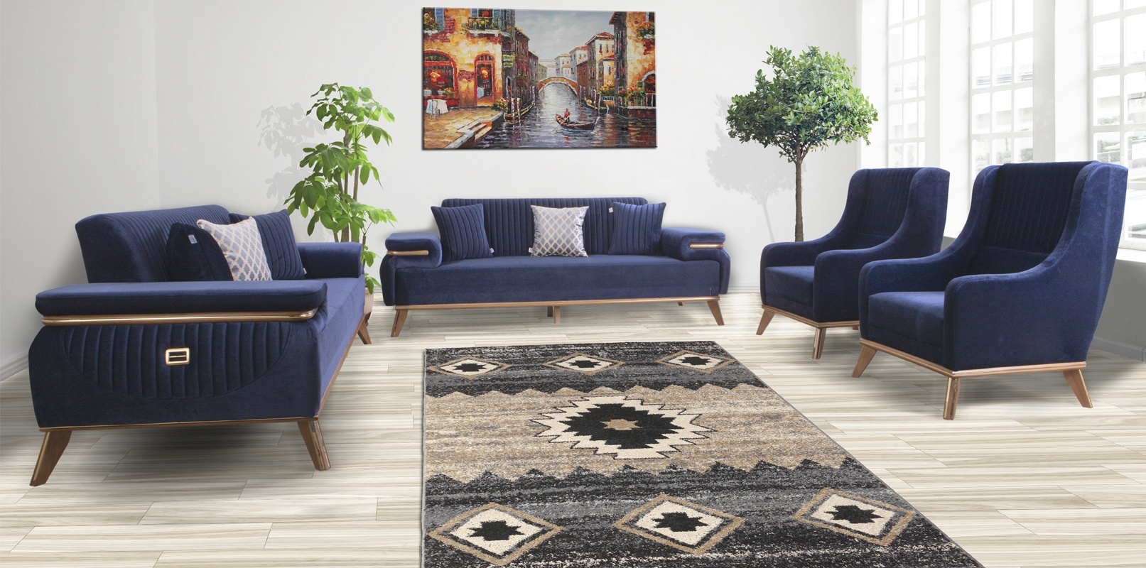 Купить DIVANSO Tuana диван, обивка велюр, 82x90x227 см, синий в кредит ...