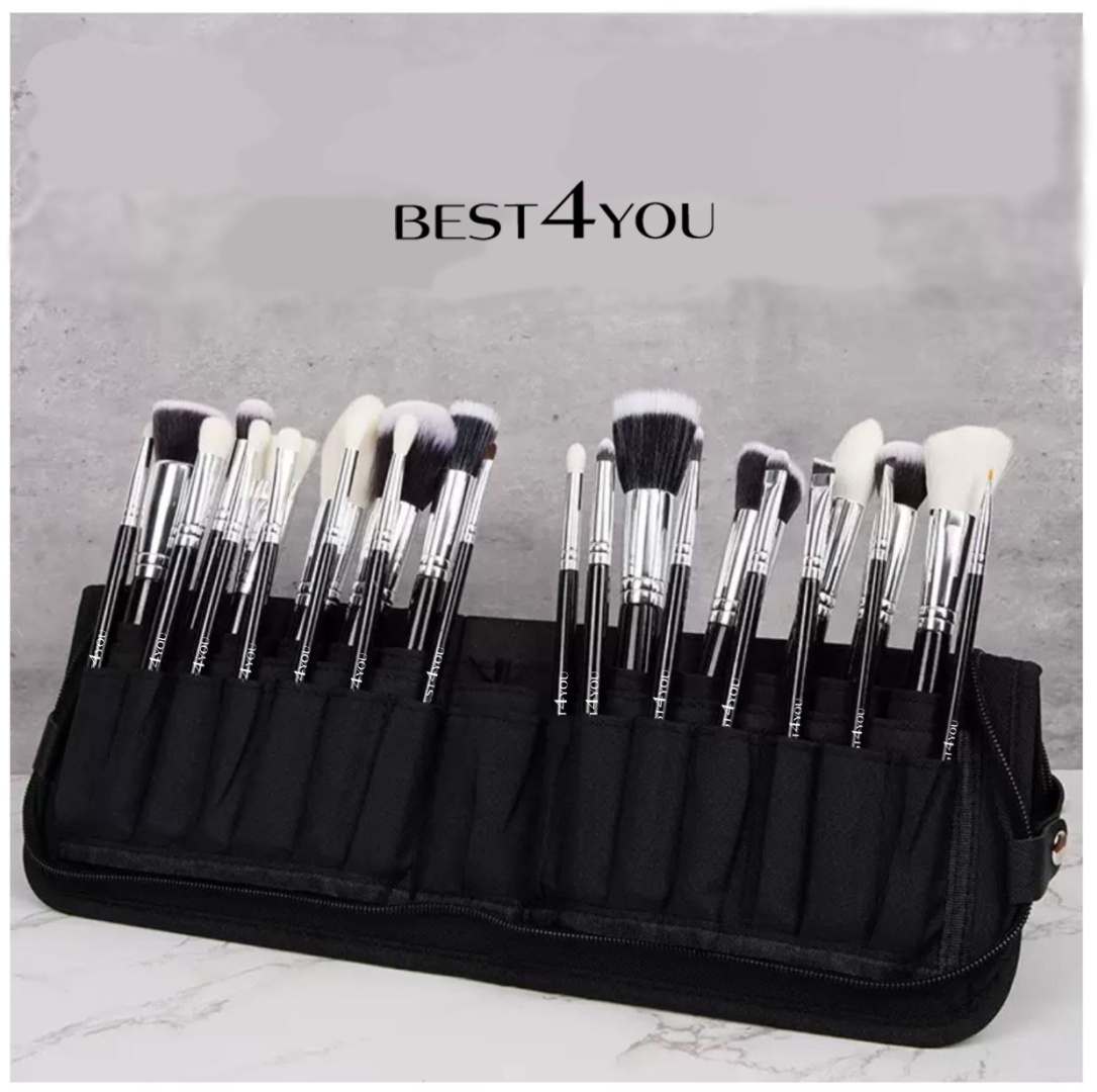 Best4you Профессиональный набор кистей для макияжа белый, черный 25