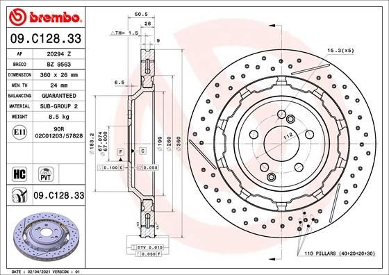 BREMBO Тормозной Диск 09C12833