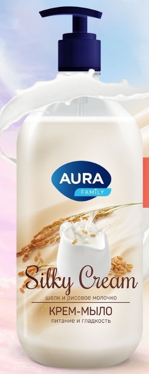 Жидкое мыло туалетное AurA Silky Cream Шелк и рисовое молочко 1000 мл