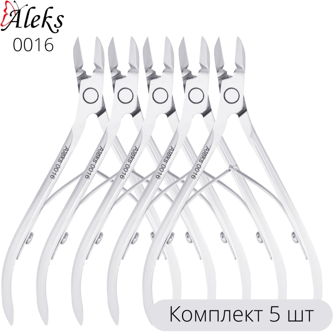 Aleks 0016, кусачки-щипчики, лезвие 9 мм, длина 11 см, двойная пружина, 5 шт