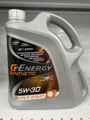 Моторное масло G-Energy Synthetic Super Start 5W-30 синтетическое для бензиновых и дизельных двигателей, API SP, 4 л, 1 шт