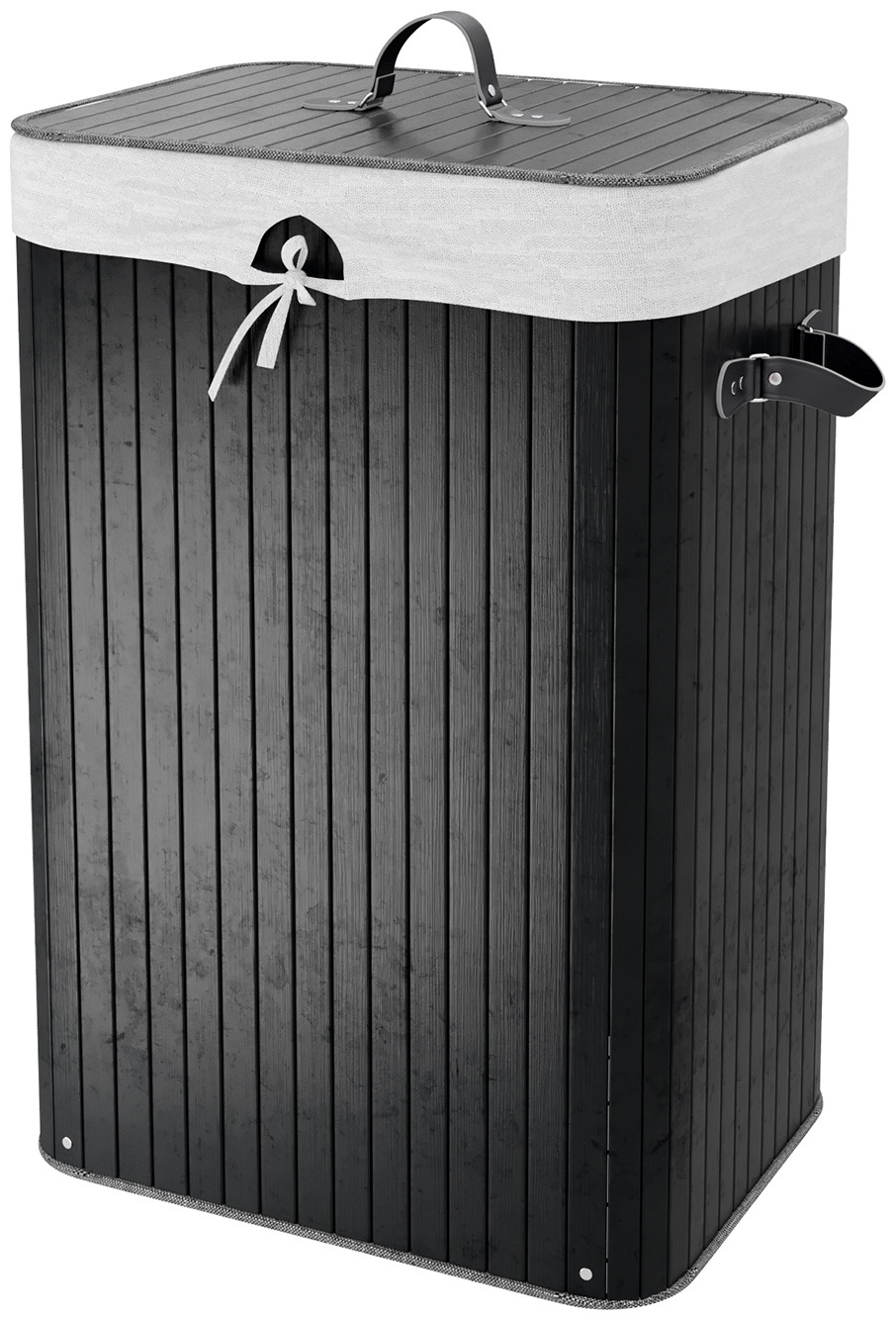 WasserKRAFT корзина для белья 40x30x59.5 см, текстиль, полиэстер, бамбук, искусственная кожа