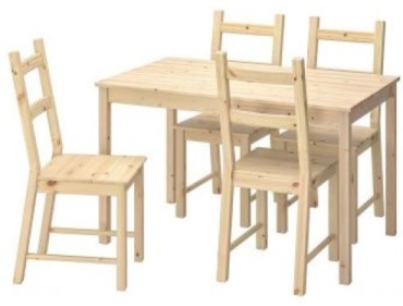 Комплект IKEA S29229851, стол 121х76 см + 4 стула, бежевый