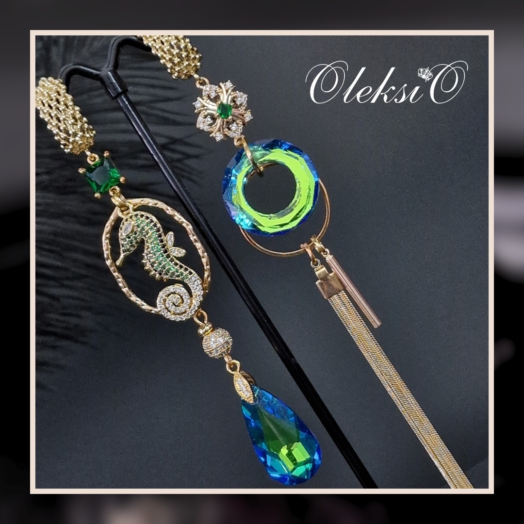 Серьги OleksiO бижутерный сплав, кристаллы Swarovski, фианит