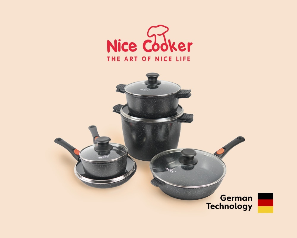 Nice Cooker смешанный набор Classic Series CAK-10T (BL) алюминий, мрамор 10 в 1