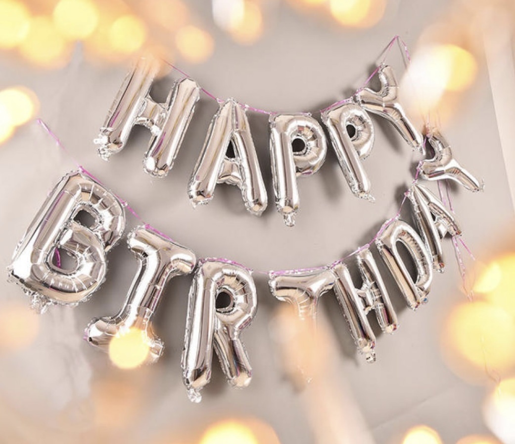 Набор воздушных шаров Foil Balloon Happy birthday 13 шт, серебристый