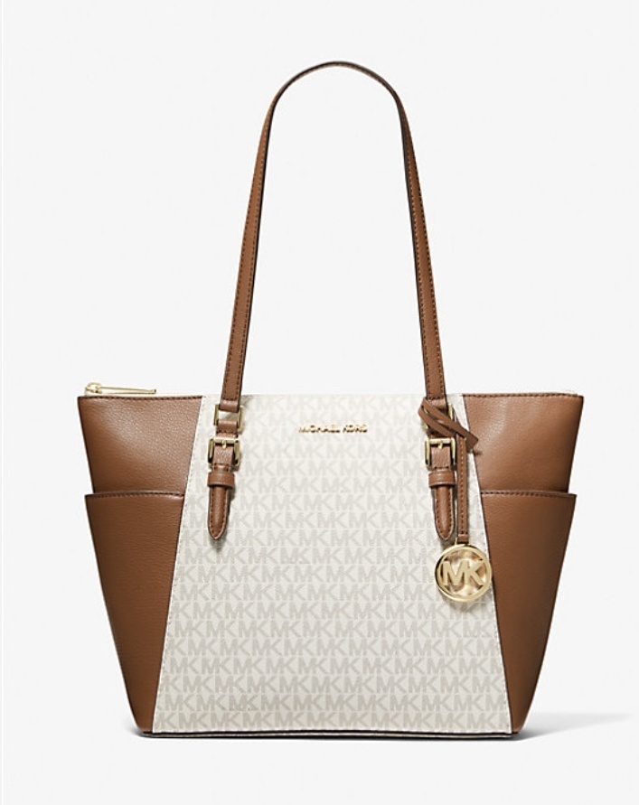 Сумка тоут Michael Kors натуральная кожа, канвас бежевый, коричневый