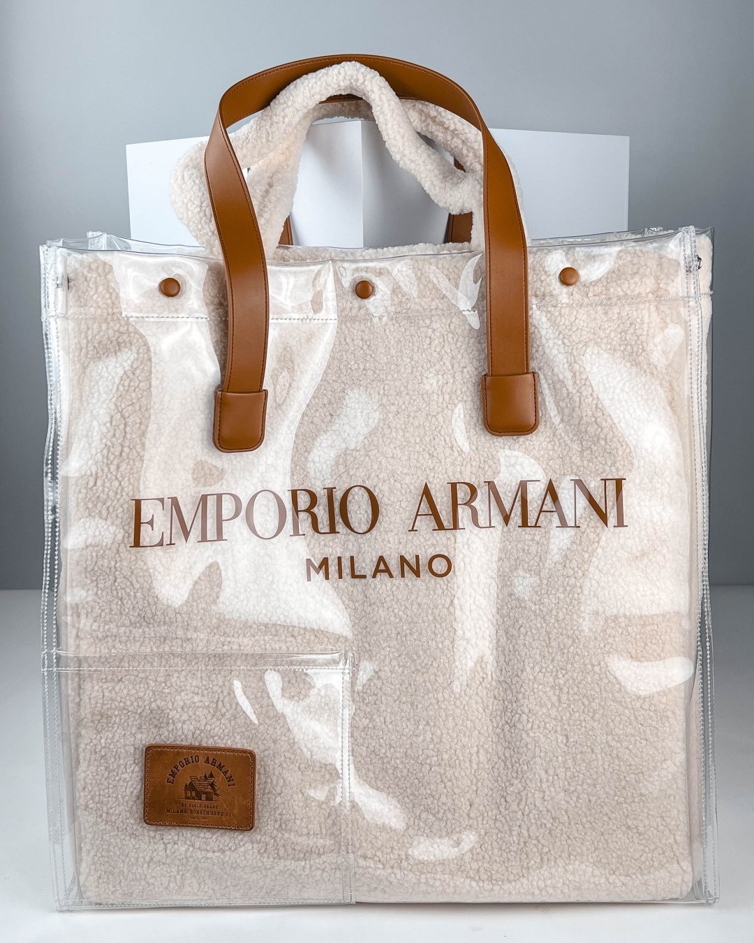 Сумка шоппер Emporio Armani полиуретан белый