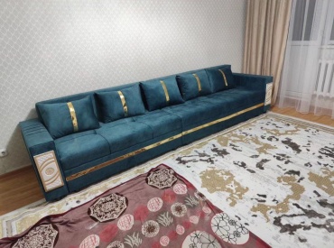 Диван mebel SQ Диван Рим 3 метр, 350х80 см, обивка ткань, синий