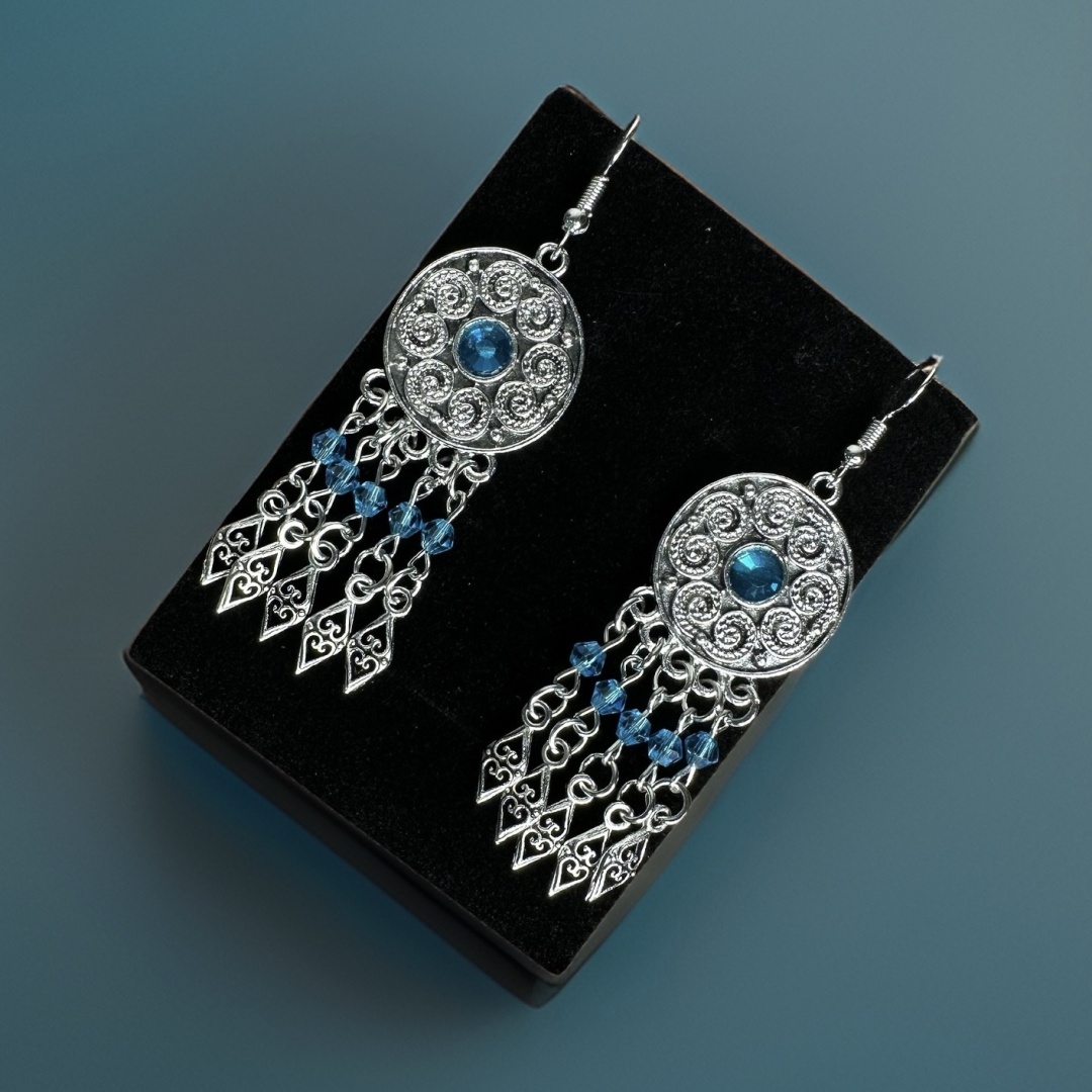 Серьги мельхиор, стразы
