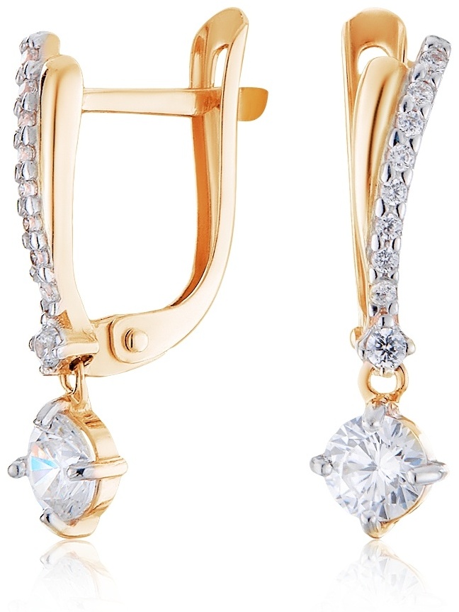 Серьги Lucente 1128549 вес 1.45 г золото, фианит
