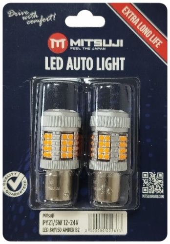 Автолампа Mitsuji P21/5W 12-24V LED WHITE, 2шт.
