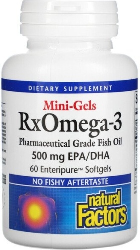 Natural Factors омега жирные кислоты Mini-Gels RxOmega-3 500 мг 60 капсул Enteripure