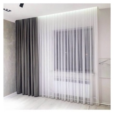 Веревочные шторы Ailin Shop 300x275 см 2 шт, тюль, велюр, белый, серый