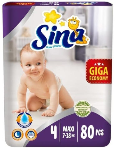 Подгузники Sina 4, 80 шт