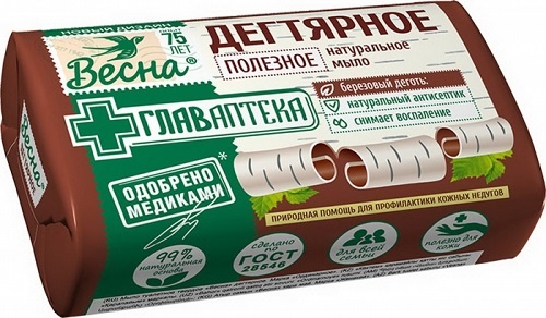 Кусковое мыло дегтярное Весна Деготь 90 г