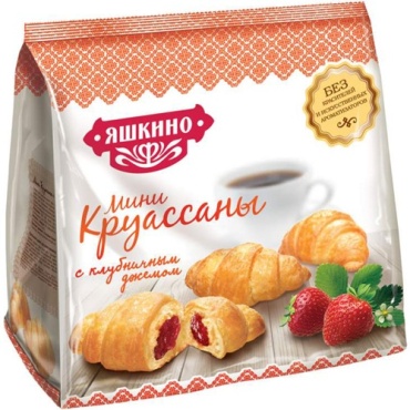 Яшкино мини-круассан С клубничным джемом 180 г