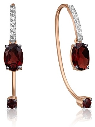 Серьги PLATINA 02-4365-00-264-1110-57 вес 2.46 г золото, топаз, гранат