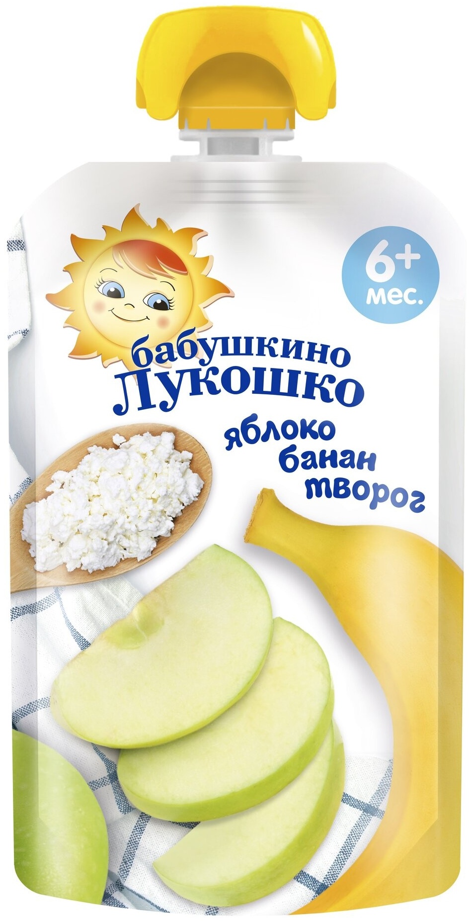 Купить Детское пюре Бабушкино Лукошко яблоко, банан 90 г в Алматы ...