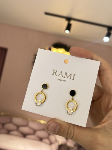 Серьги RAMI титан, искусственный камень