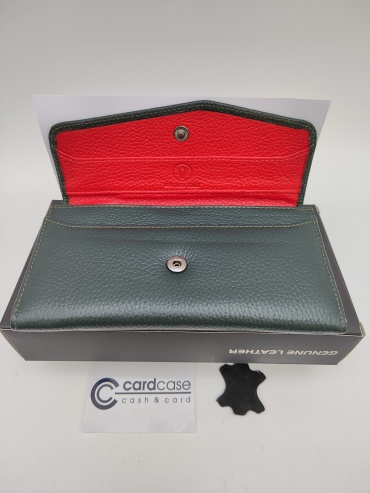 Кошелек CARDCASE металл, натуральная кожа красный, зеленый