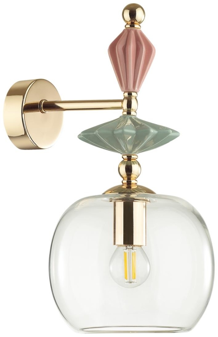 Бра настенный Odeon Light Е14, золотистый, прозрачный