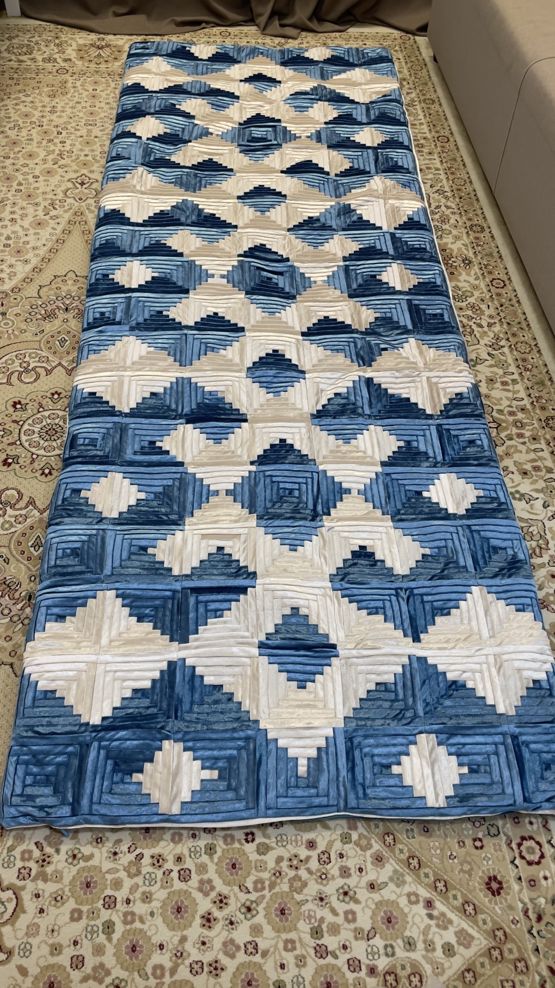 Комплект корпе с подушками 250x90 см, синтепон, белый, синий