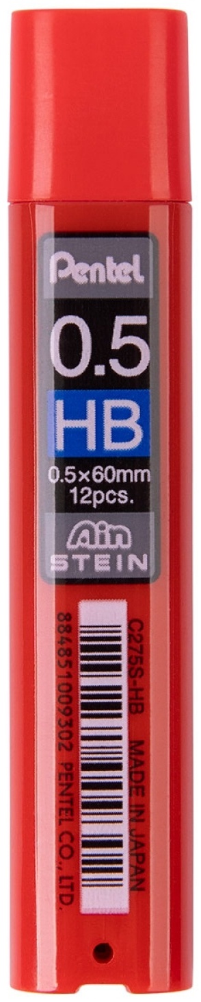 Грифель Pentel Ain Stein C275S-HB, HB, 12 шт, 0.5 мм