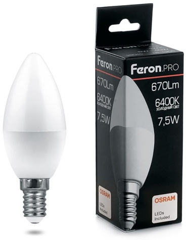 Feron 7.5W Е14, светодиодная, дневной белый