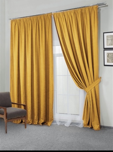 Портьеры Home Textile 400x275 см 2 шт, бамбук, петек, желтый