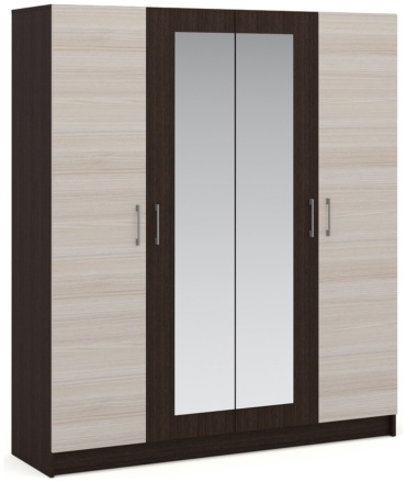 Распашной шкаф KM Mebel 160 4Д2З, 160x190х46 см, темно-коричневый