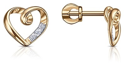 Пусеты Veronika jewelry factory 132-3173 вес 1.62 г золото, фианит