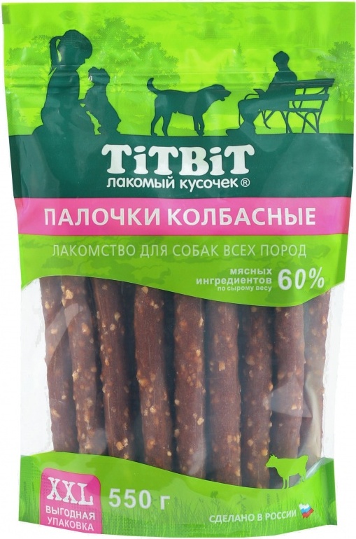 Лакомство TiTBiT 24348 палочки колбасные для всех пород 550 г