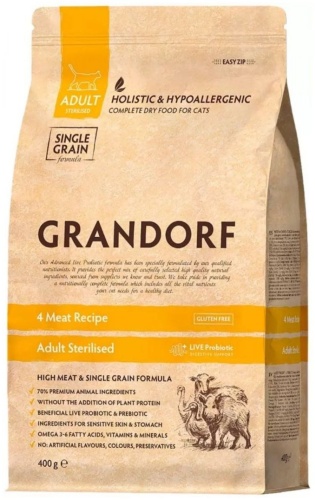 GRANDORF CRAFT Adult Sterilised для стерилизованных индейка, кабан, утка, ягненок 0.4 кг
