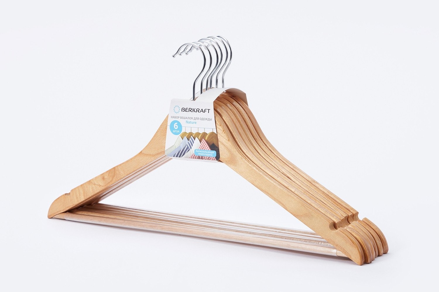 Набор вешалок BERKRAFT Nature 80101586 бежевый 6 шт