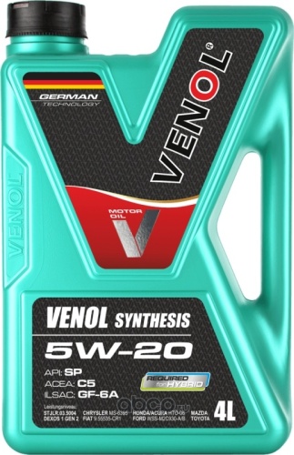 Синтетическое VENOL SYNTHESIS 5W-20 4 л