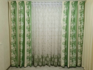 Комплект MarkizaTaraz 300x280 см 3 шт, полиэстер, органза, зеленый, белый, бежевый