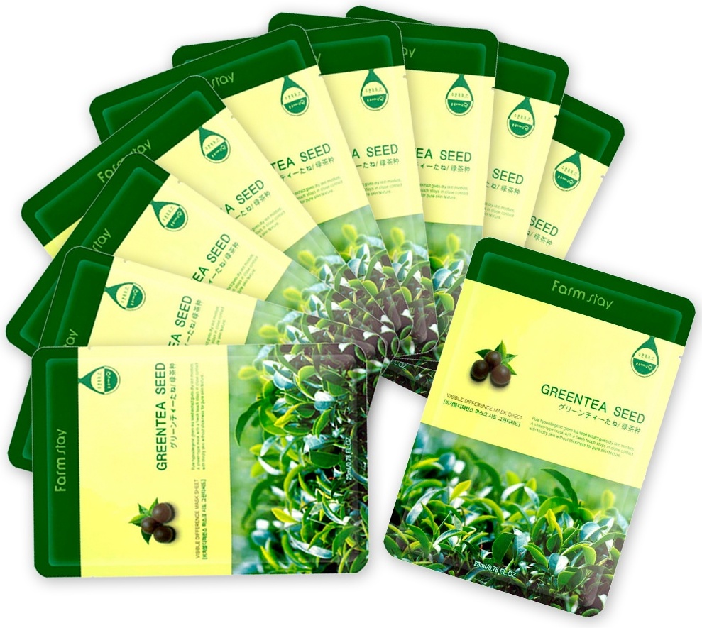 Маска для лица Farmstay тканевая Visible Difference Mask Sheet Greentea Seed 10 шт