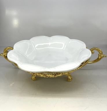 Блюдо Elamina 26х26 см, фарфор, мельхиор, 1 шт
