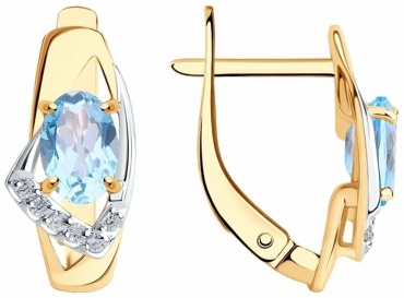 Серьги Diamant 51-320-01028-1 вес 2.36 г золото, топаз