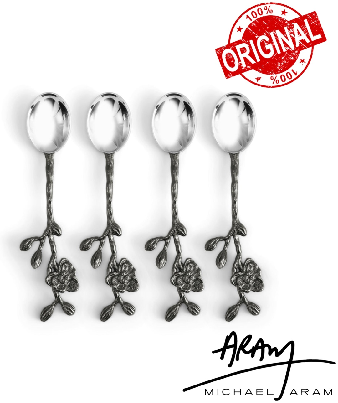 Ложка MICHAEL ARAM 4 шт, серебристый Black Orchid