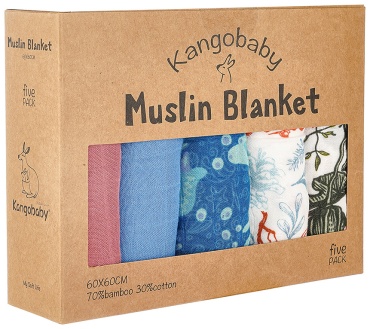 Пеленка текстильная Kangobaby MB06, 5 шт, 60x60 см